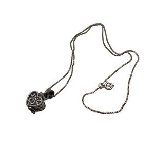 Vintage Sterling Silver Heart Locket Necklace Italy Pill Box Chain 18" Love